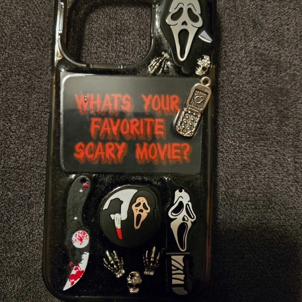 Custom Horror-Themed Phone Case - Black and Red